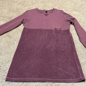 J Jill Purple A Line Velour Long Sleeve Dress Medium